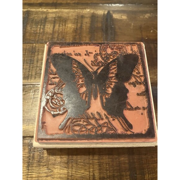 Butterfly Wooden Rubber Stamp Christine Adolph Hampton Art - Picture 2 of 5